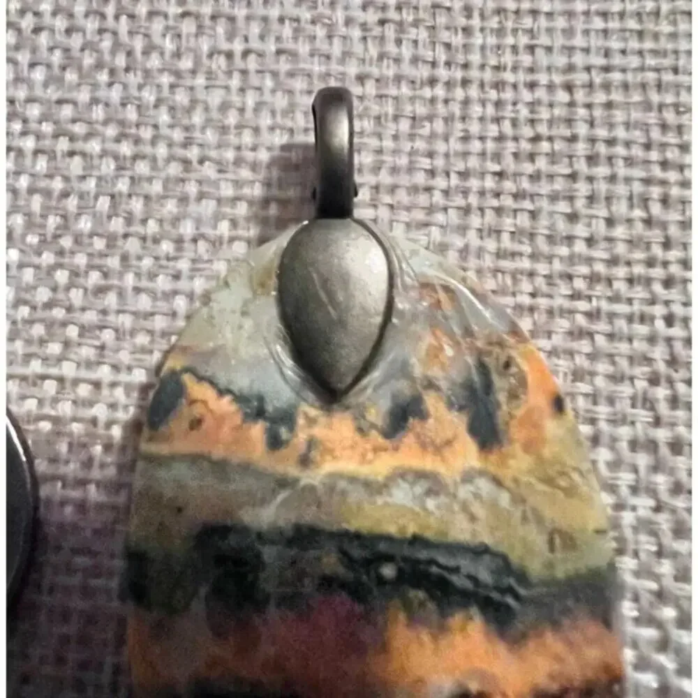 Bumble Bee Jasper Pendant 2” Natural Oval Cut Stone Beautiful Colors